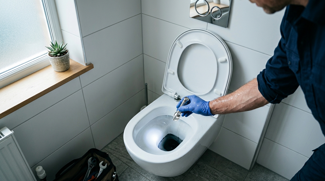 Cuvette de toilettes ouverte, illustrant le risque de remontée d'un rat par les canalisations